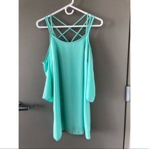 Tiffany blue cold shoulder dress